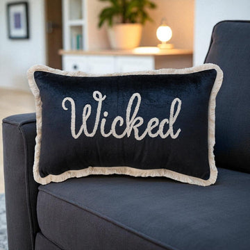 "Wicked" Black Velvet Lumbar Pillow