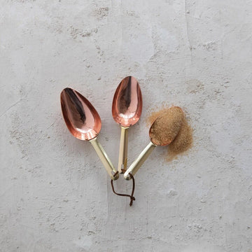 Set of 3 Copper & Brass Finish Scoops