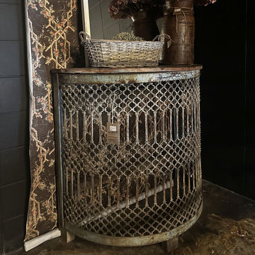 Old Iron Half Round Console Table