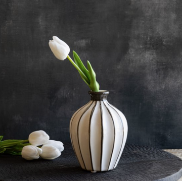 Stripe Brown & White Vase