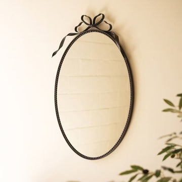 Beautiful Metal Oval Mirror w/ Bow