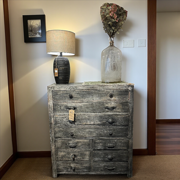 Black Washed Wooden 10 Drawer Chest
