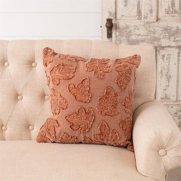 Rust Stonewash Pillow w/ Fall Leaves