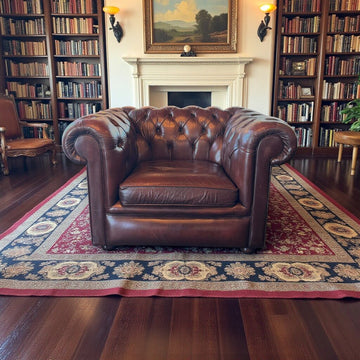 Brown Leather Chesterfield Arm Chair