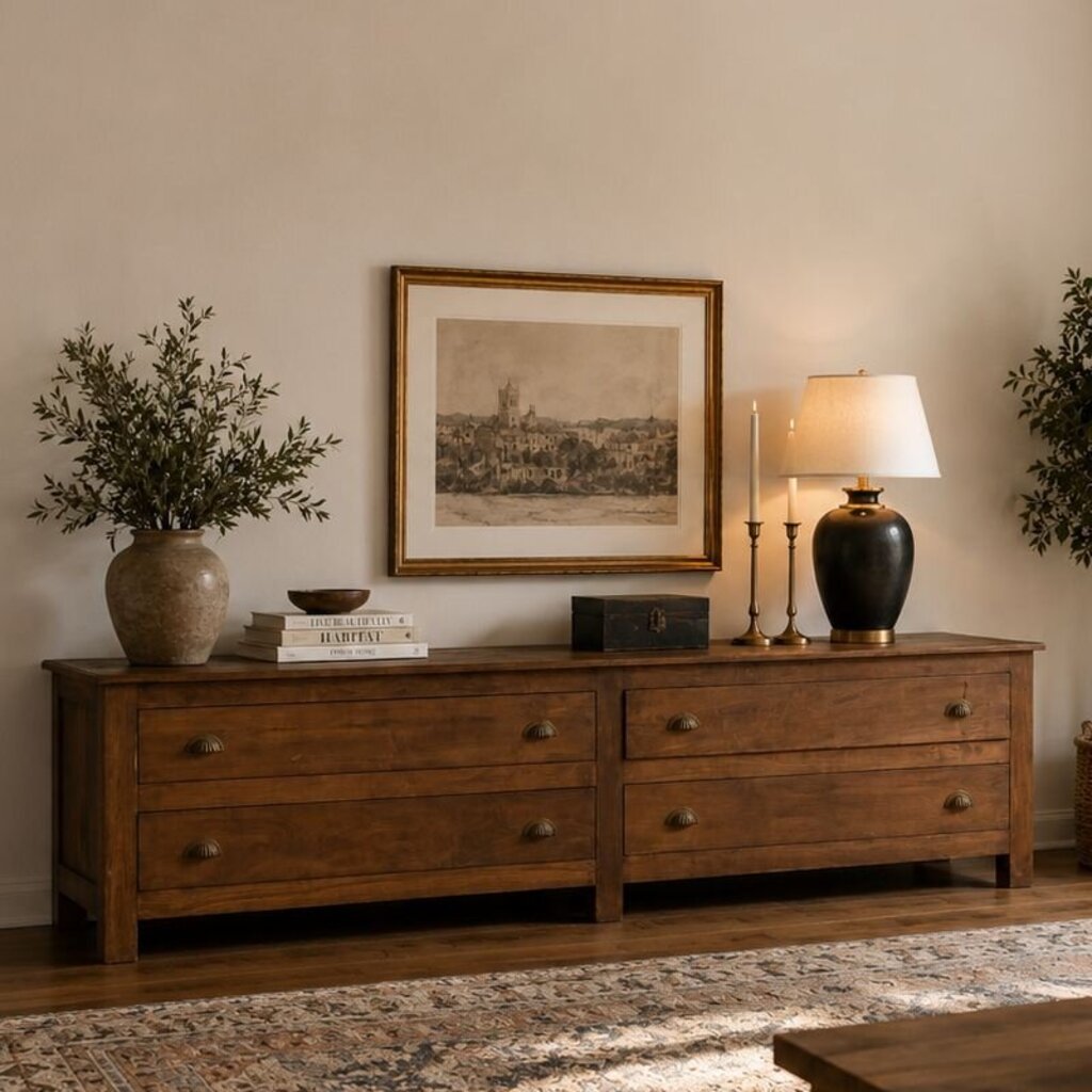 4 Drawer Dark Wood Sideboard