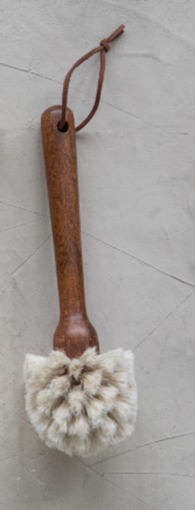 Beech Wood Dish Brush + Leather Tie