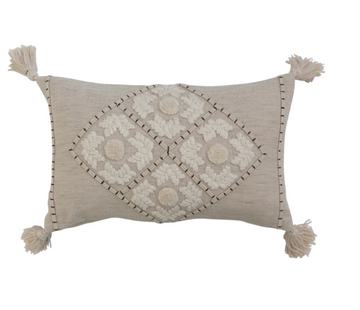 Cream Lumbar Pillow w/ Tassels