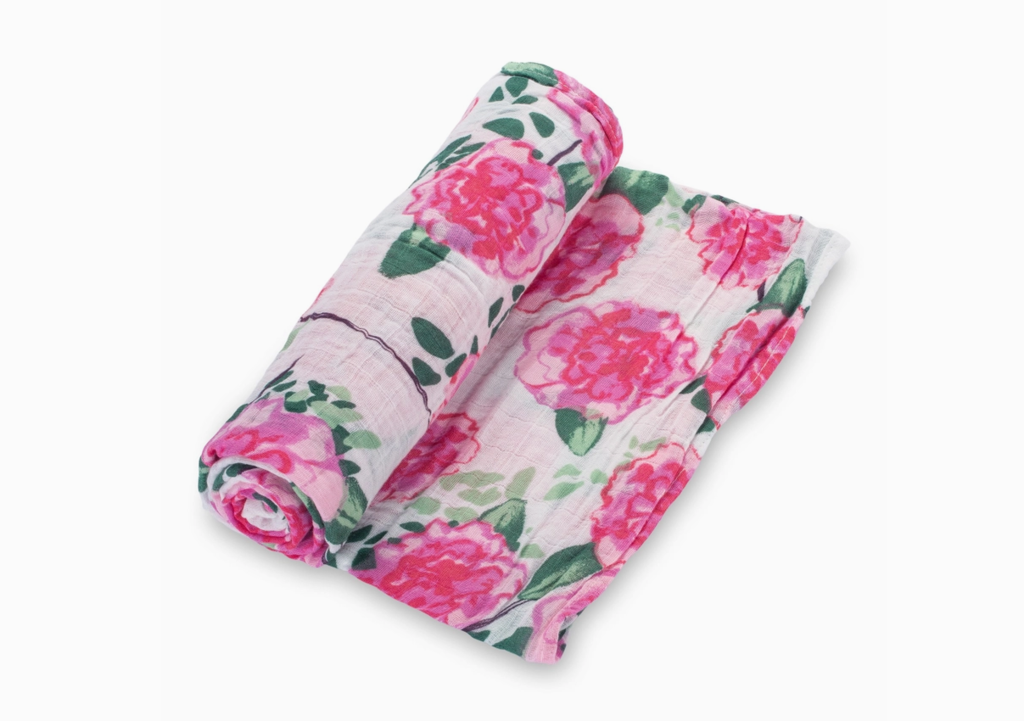 Live Life In Full Bloom Peony Baby Swaddle Blanket
