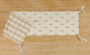 Reversable Rabbit & Linen Check Table Runner- 72"