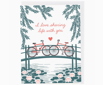 Bridge With Bikes Love Card