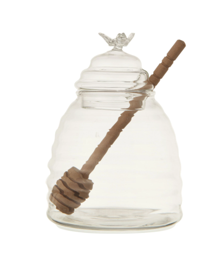 Glass Honey Jar w/ Wood Dipper