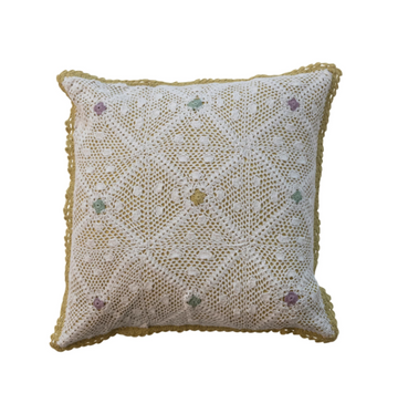 Recycled Cotton Diamond Crocheted Pillow