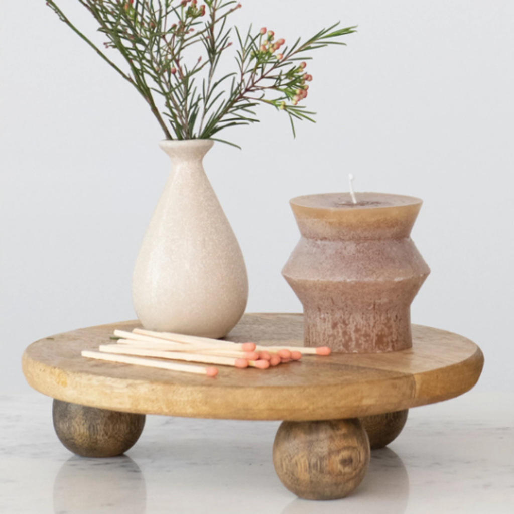 Hand-Carved Mango Wood Pedestal