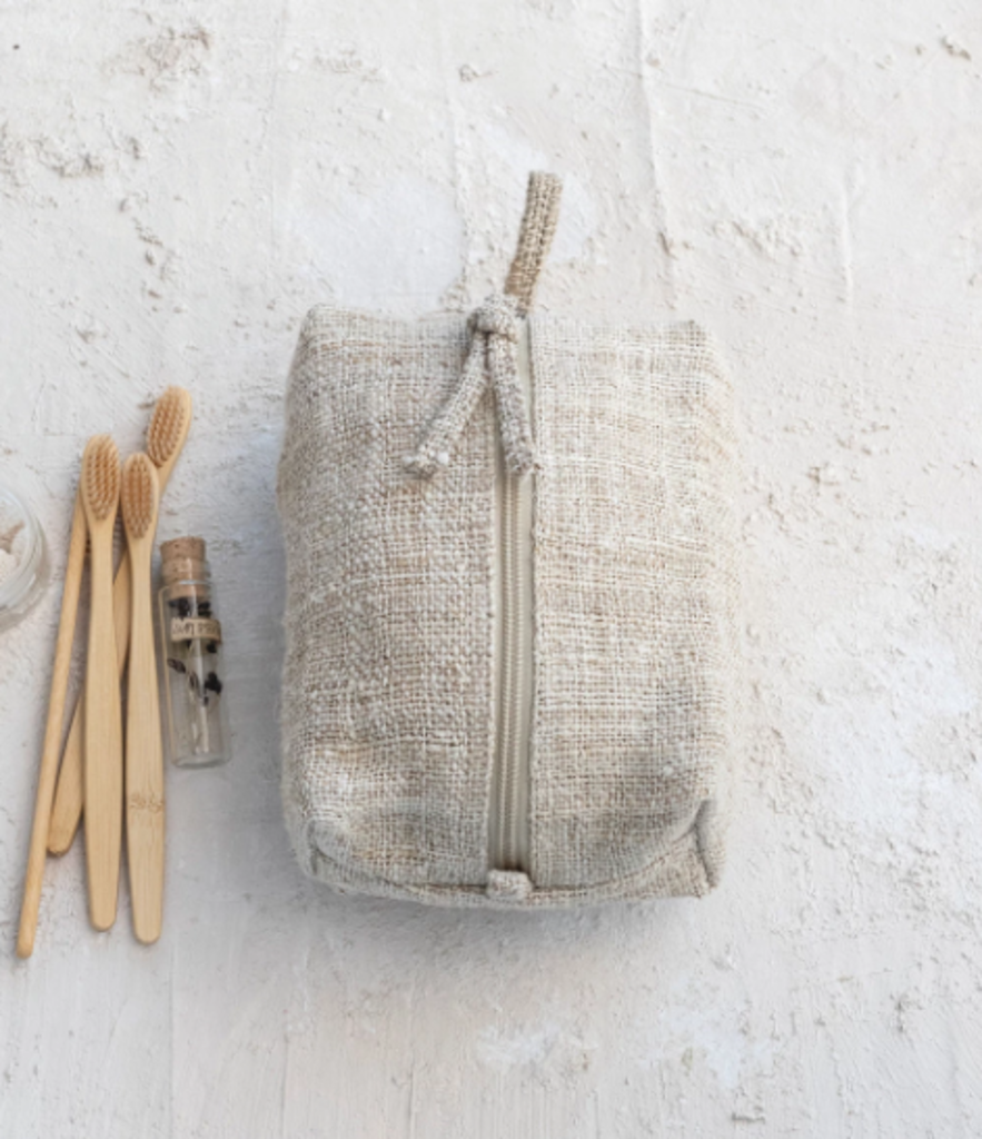 Woven Hemp Fiber Zip Pouch