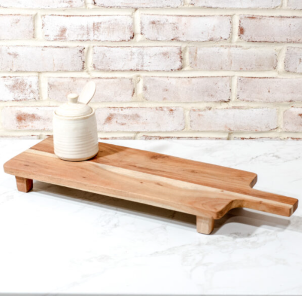 Wood Serving Board w/ Feet & Handle