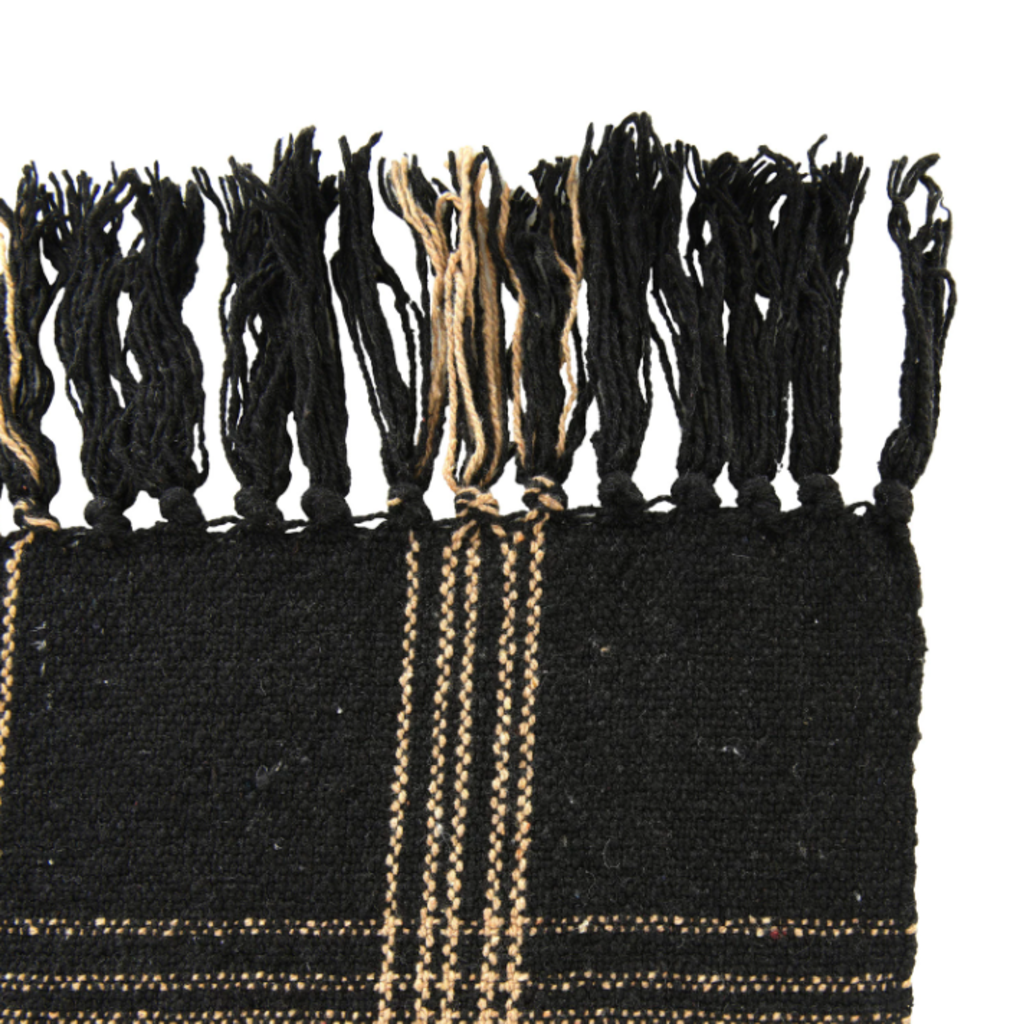 Tan & Black Plaid Cotton Throw