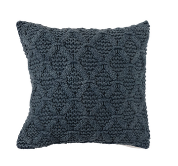 18" Blue Woven Cable Knit Pillow