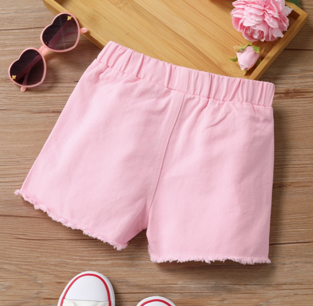 Solid Pink Cotton Shorts