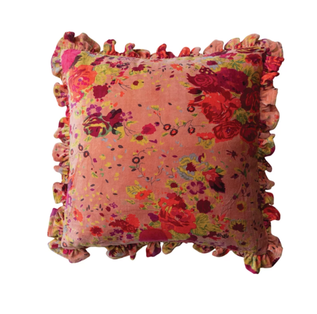 Cotton Velvet Floral Pillow