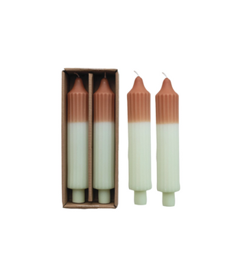 Set of 2 Two-Tone Pleated Taper Candles