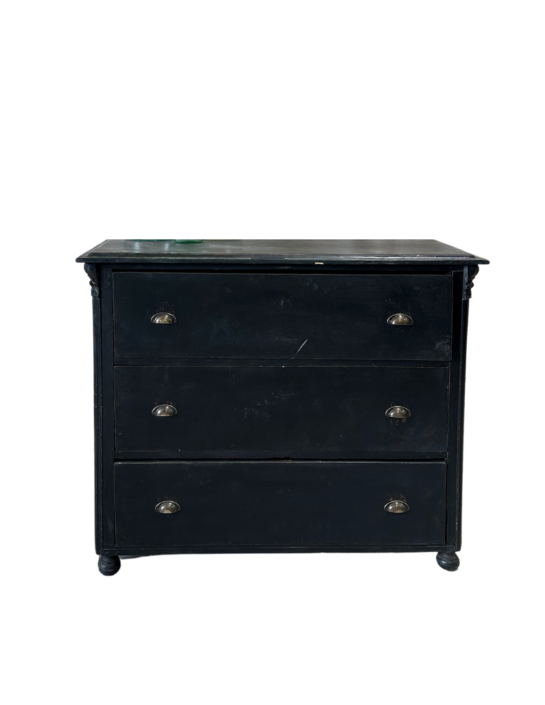 Large 3 Drawer Black Dresser