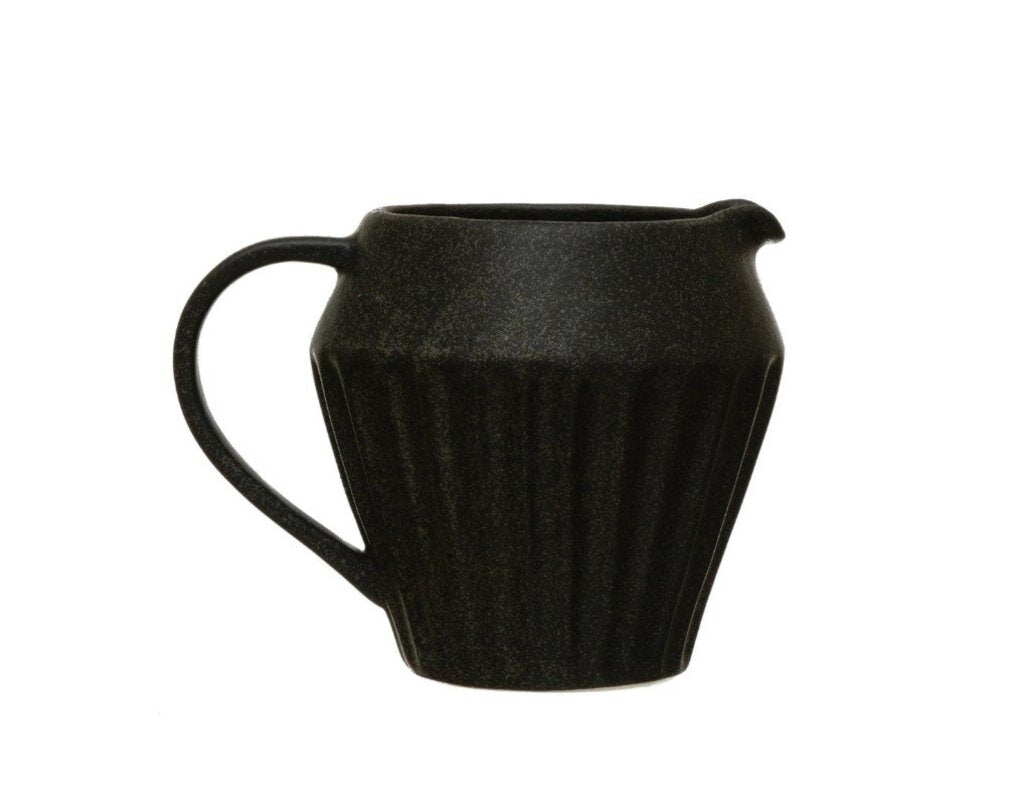 Black Stoneware Pitcher w/ Glaze