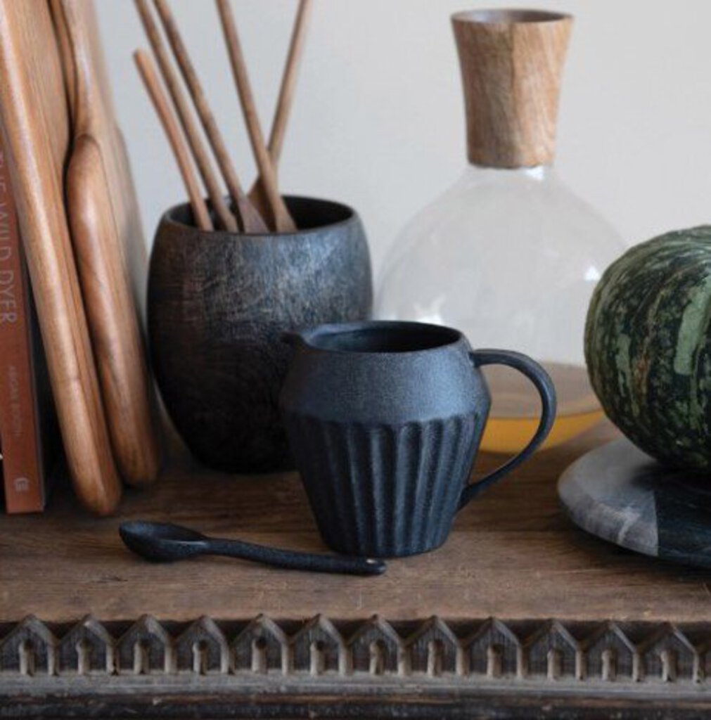 Black Stoneware Pitcher w/ Glaze