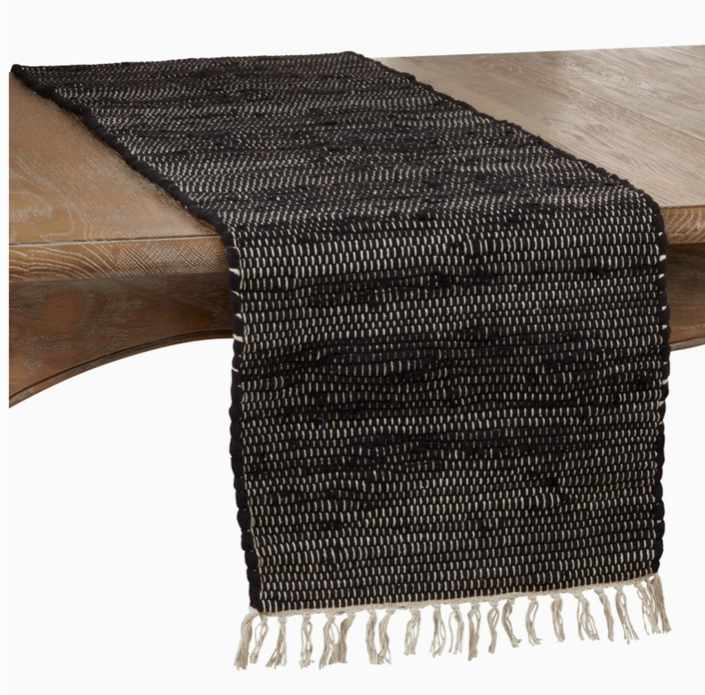 Black Chindi Runner w/ Tasseled Edges