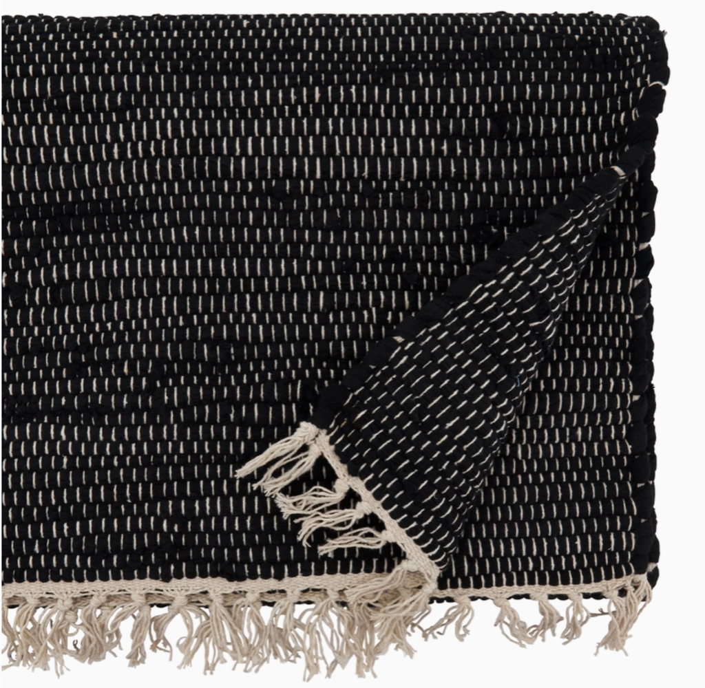 Black Chindi Runner w/ Tasseled Edges