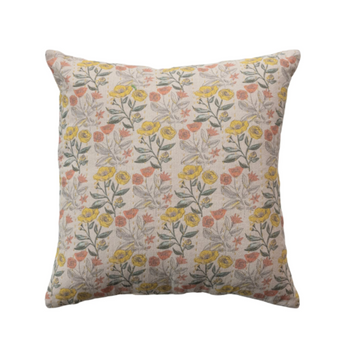 18" Chambray Floral Pillow w/ Kantha Stitch