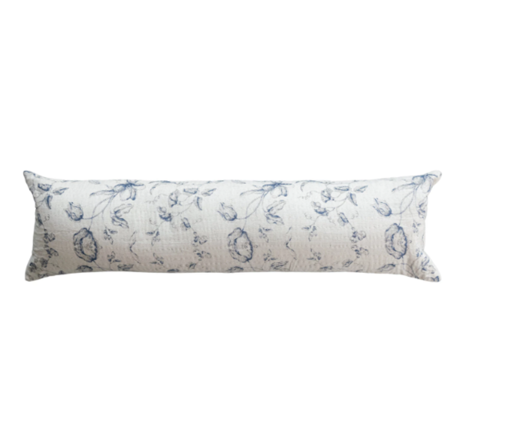 36" Cotton & Linen Printed Lumbar Pillow