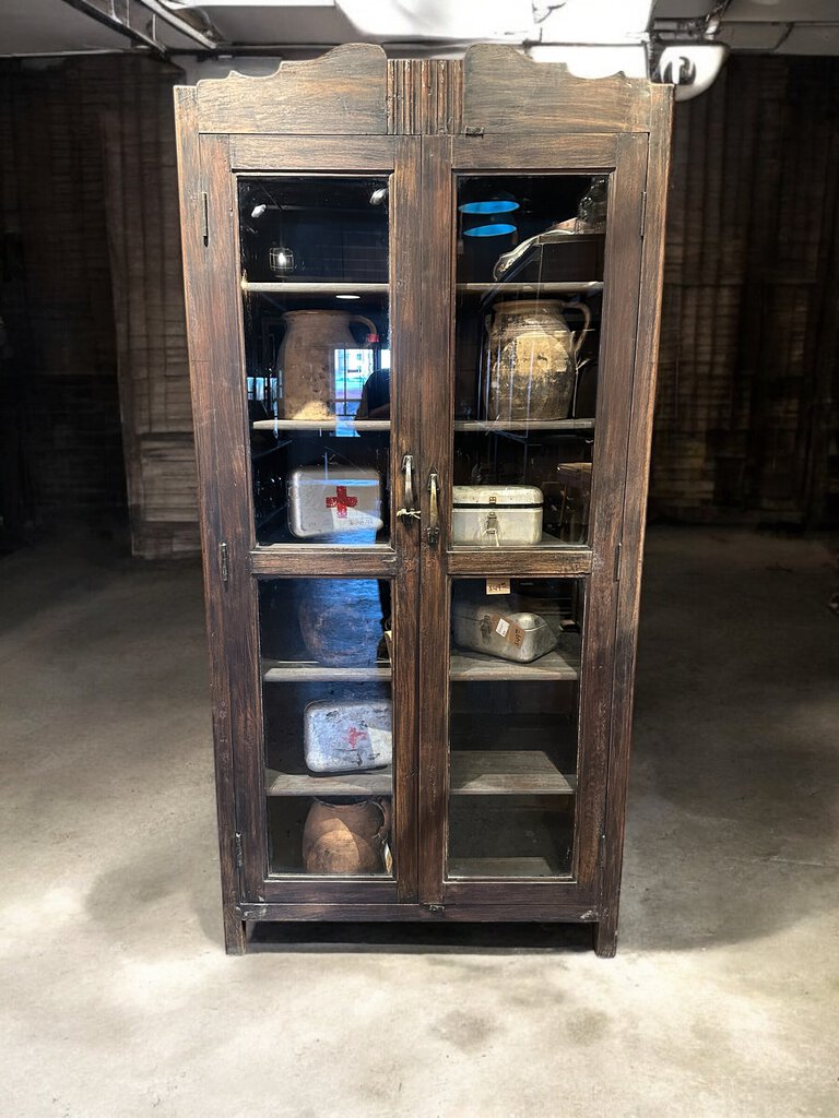 Wooden 2-Door Glass Cabinet