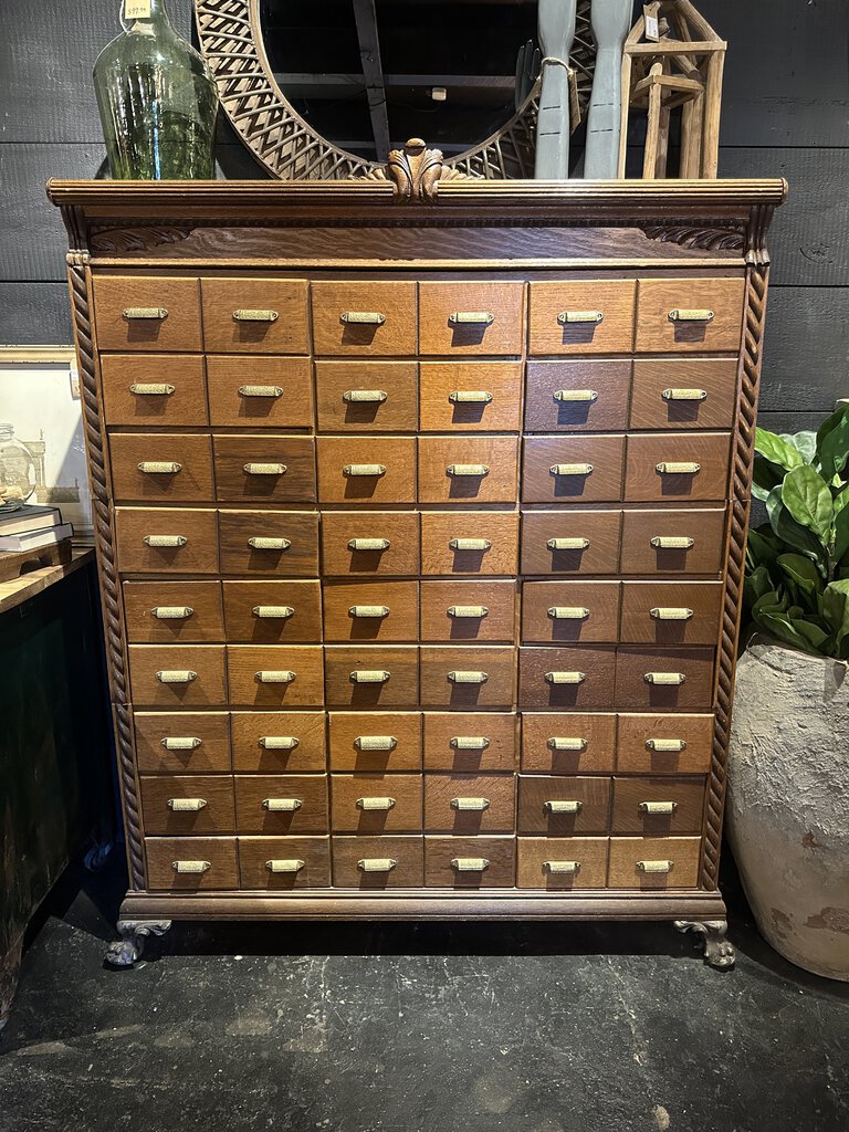 30-Drawer Oak Cabinet