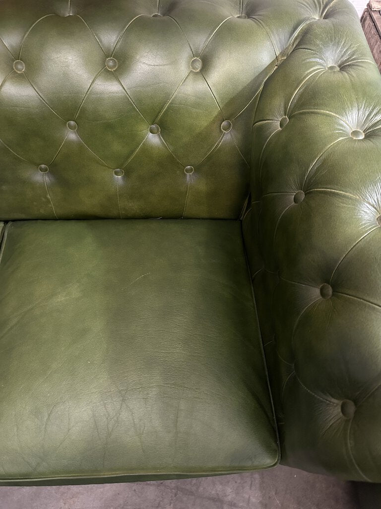 Green Leather Chesterfield Loveseat