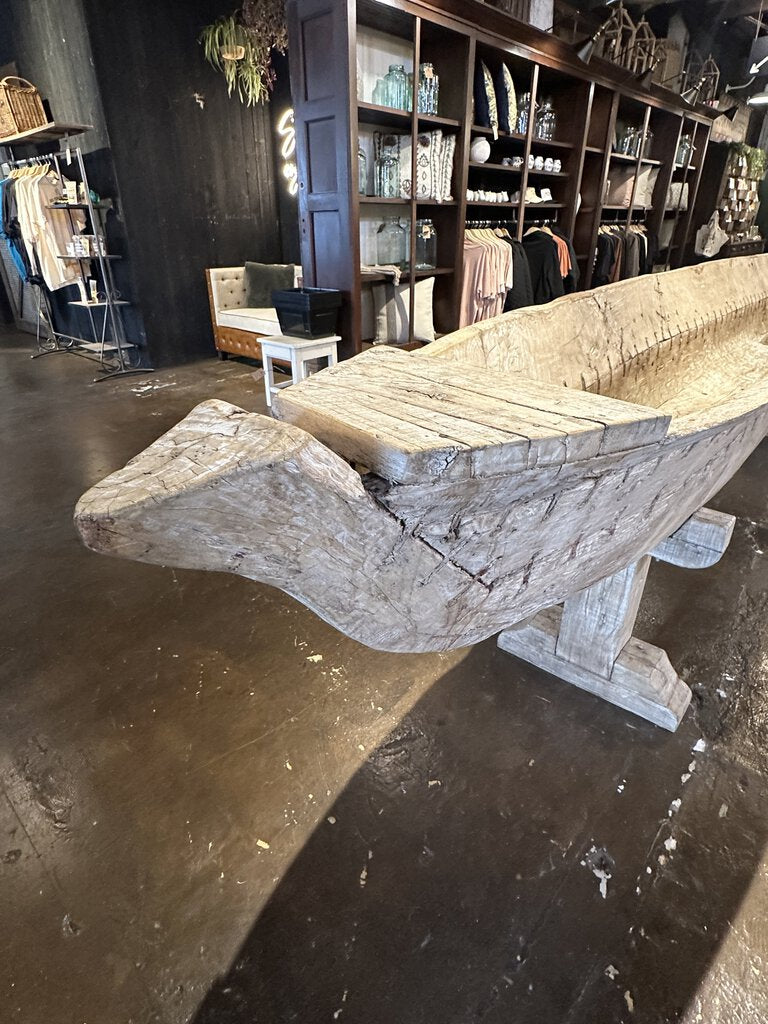 Incredible Hand-Carved Canoe on Stand