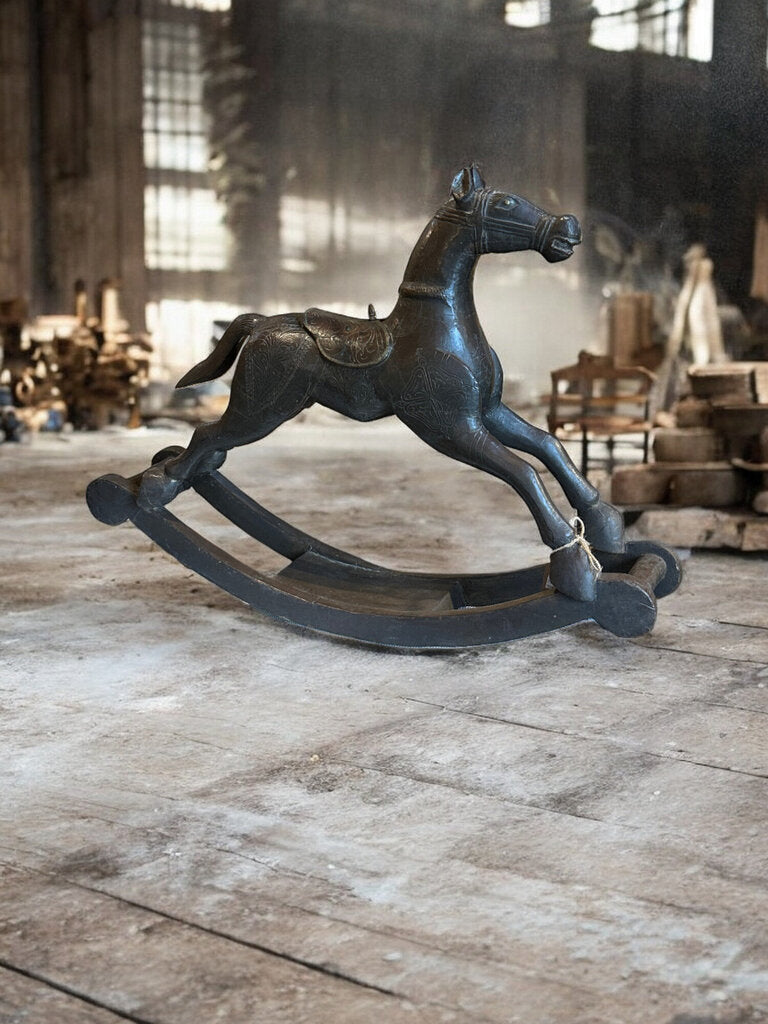 Wooden + Brass Rocking Horse