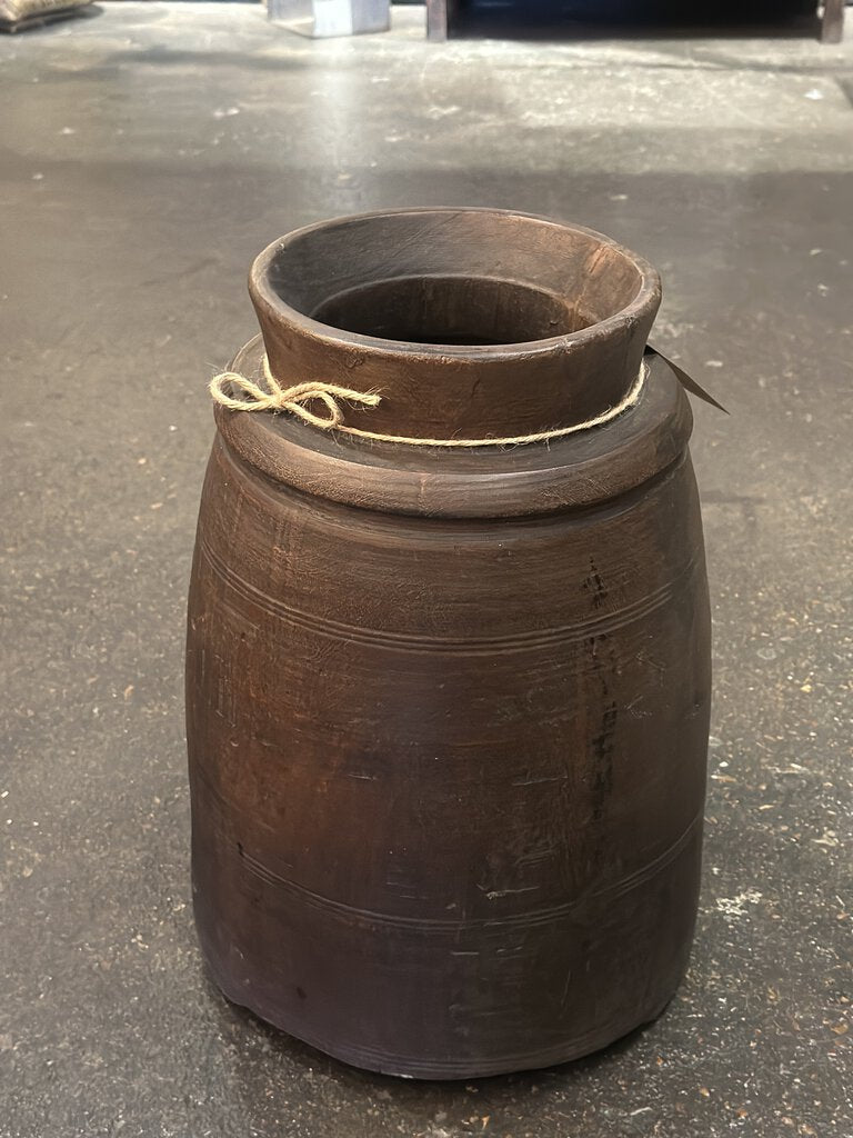 Handmade Dark Wooden Water Pot