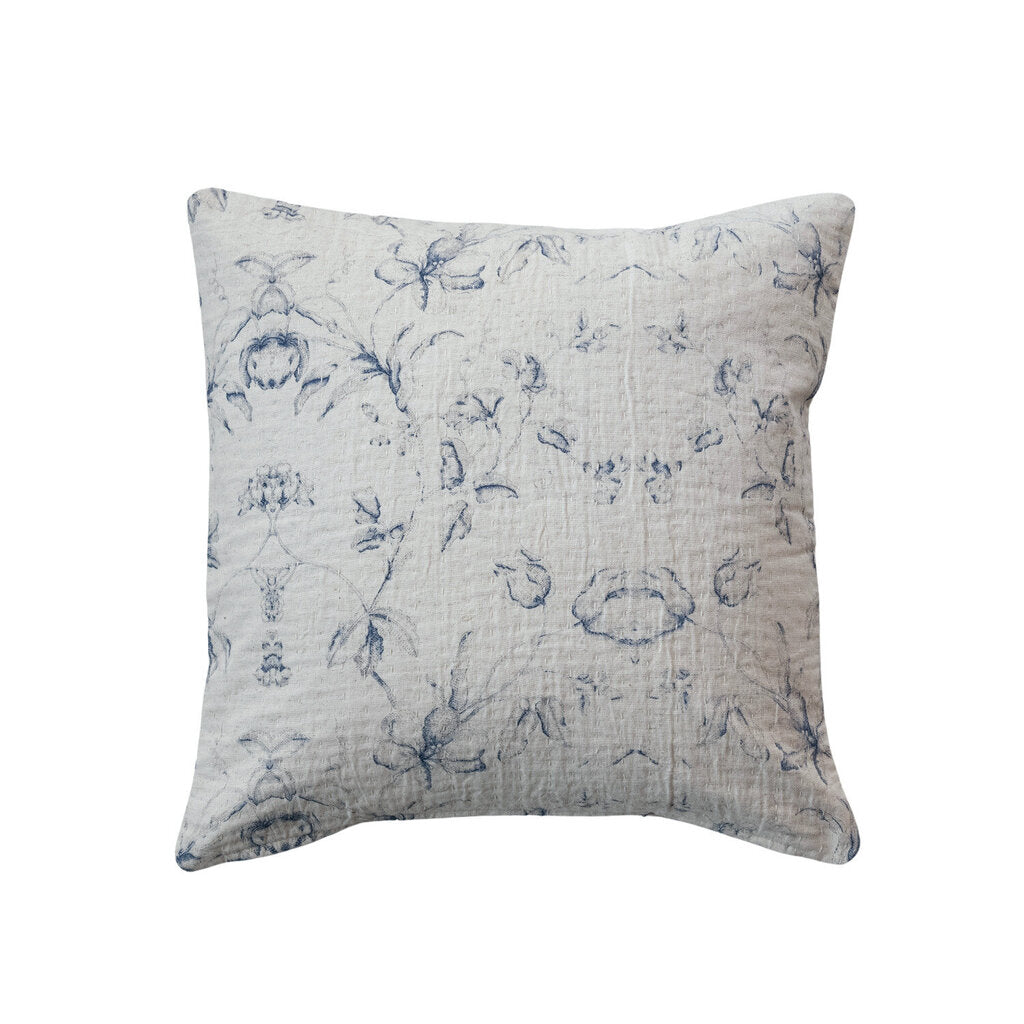 Cotton + Linen Printed Floral Pillow