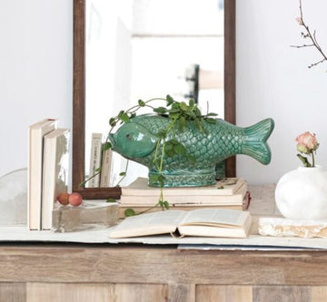 Debossed Stoneware Fish Planter