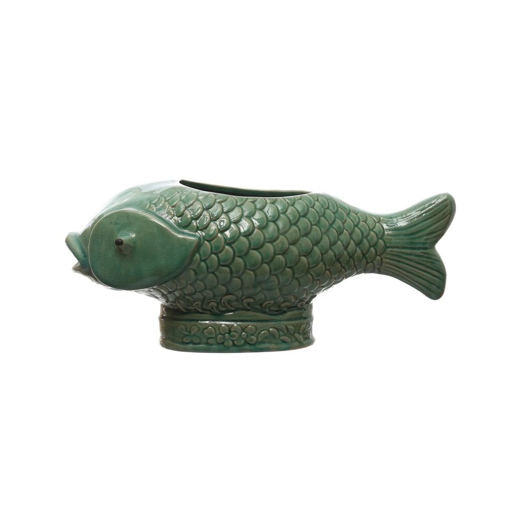 Debossed Stoneware Fish Planter