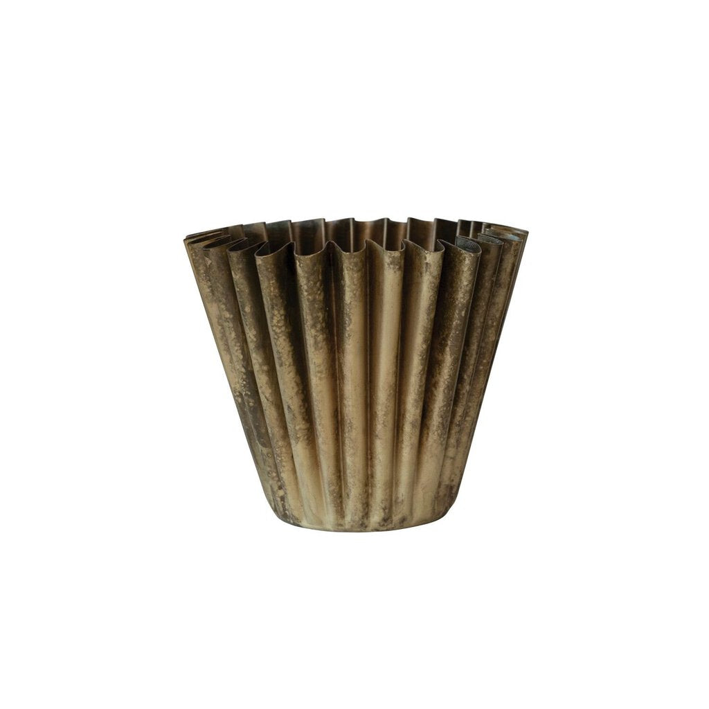 Fluted Metal Brass Planter