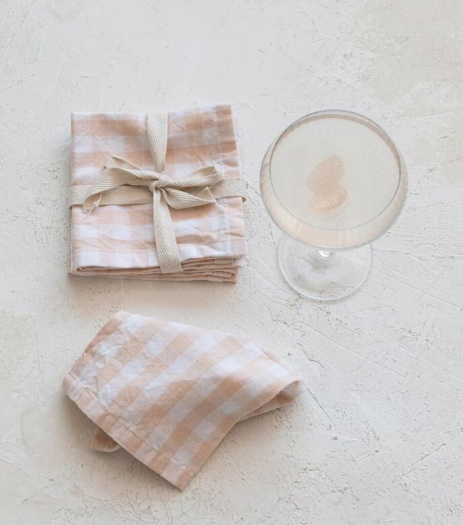 Peach Gingham Napkin