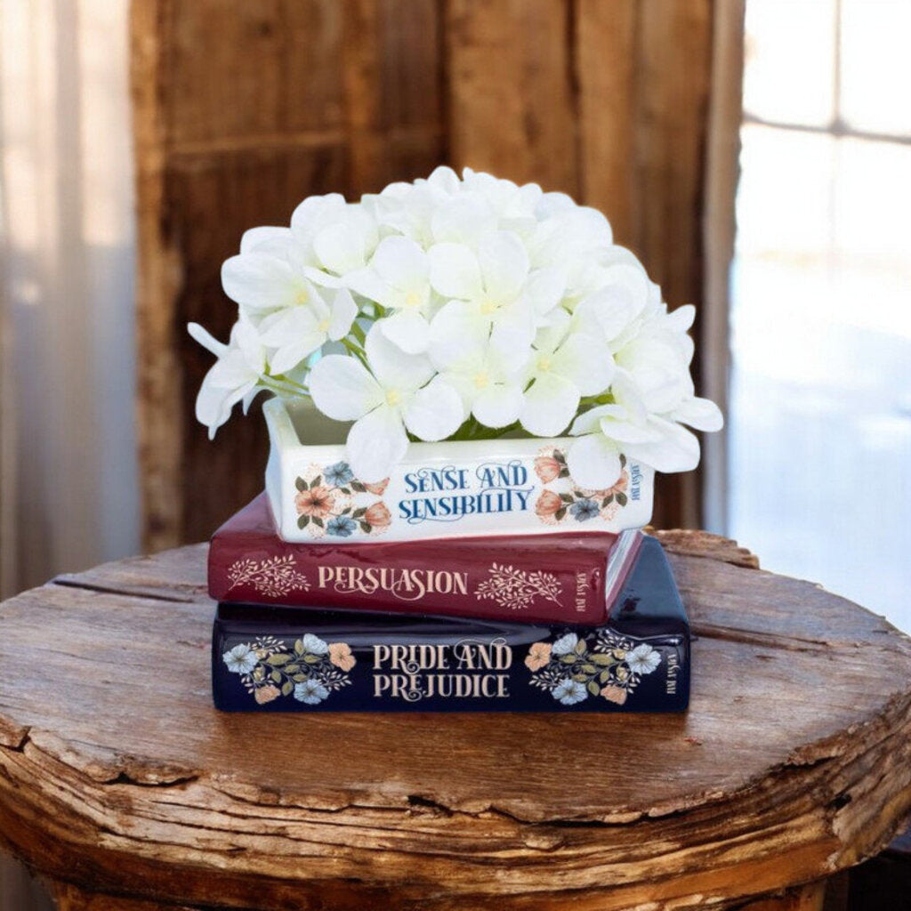 Jane Austen Stacked Books Planter