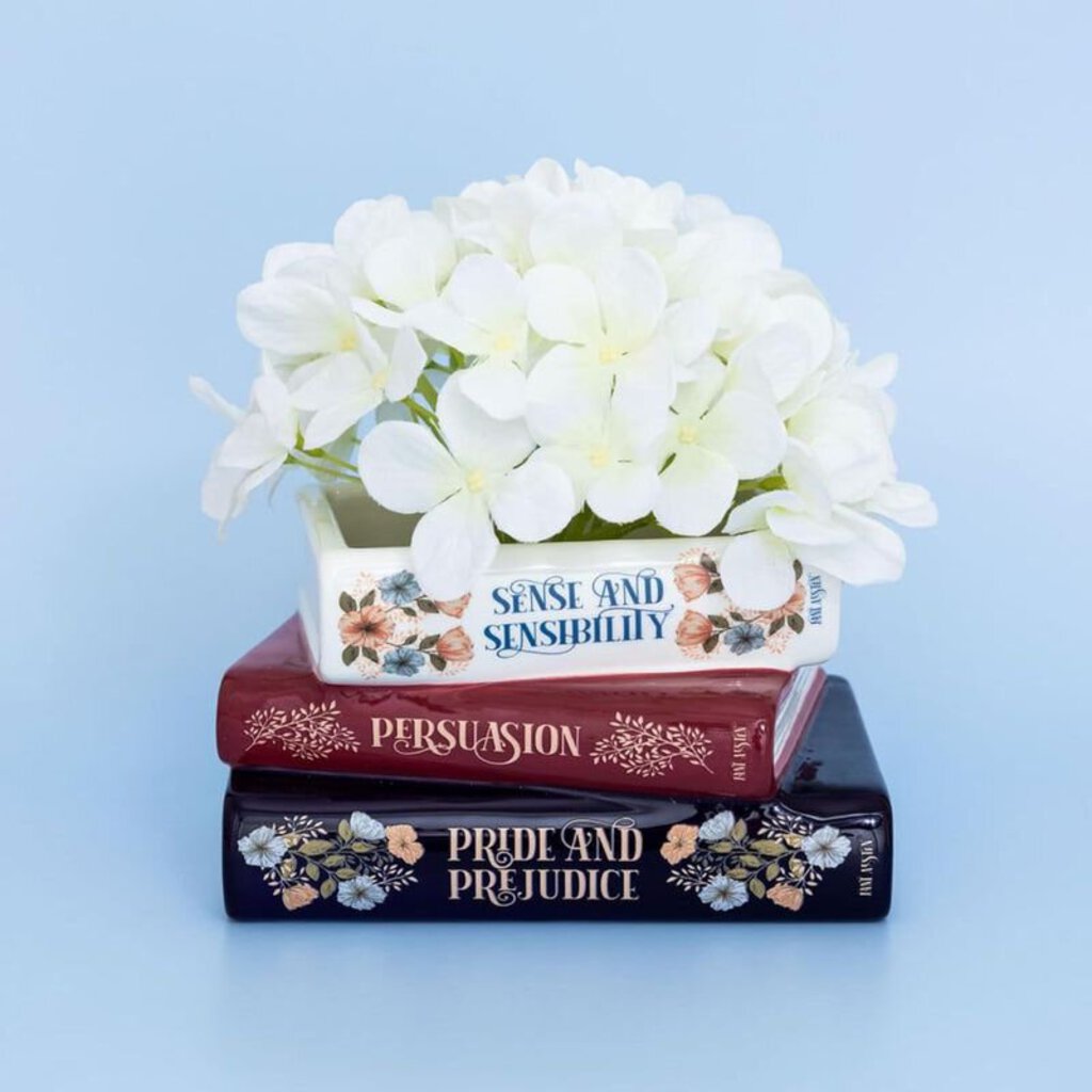 Jane Austen Stacked Books Planter