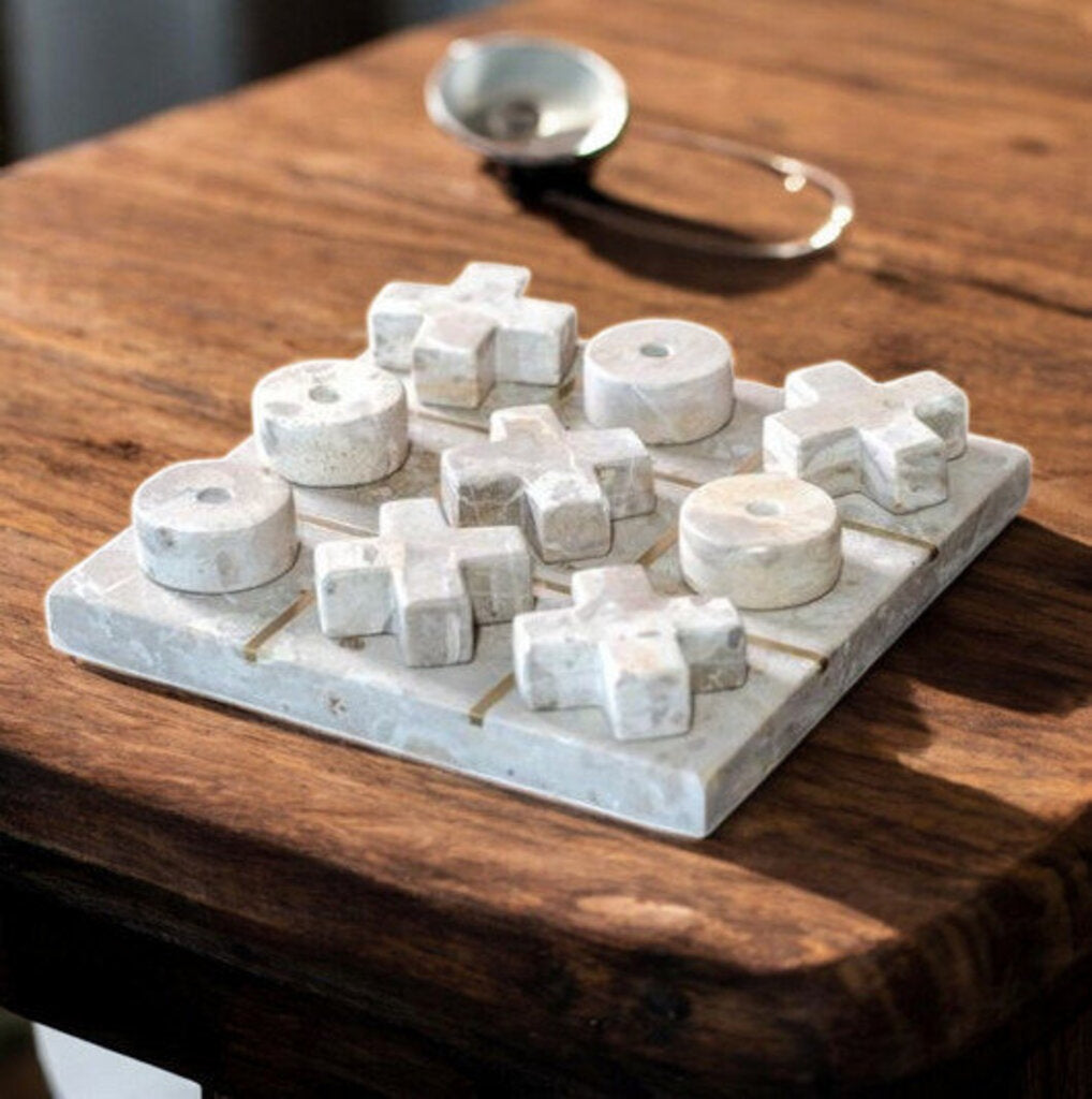 Beautiful Small Marble Tic-Tac-Toe Set