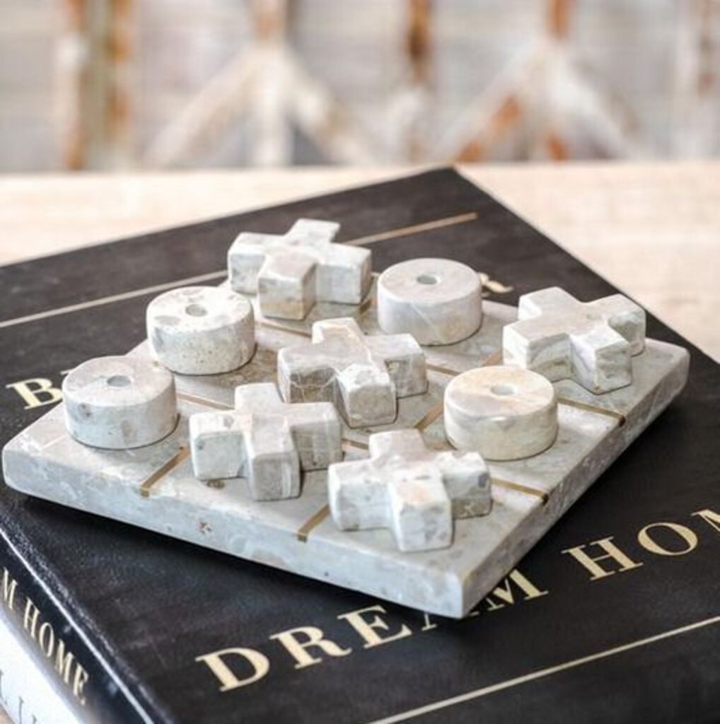 Beautiful Small Marble Tic-Tac-Toe Set