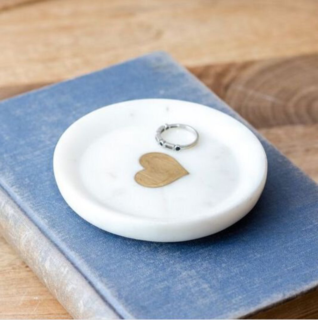 White Marble Heart Dish