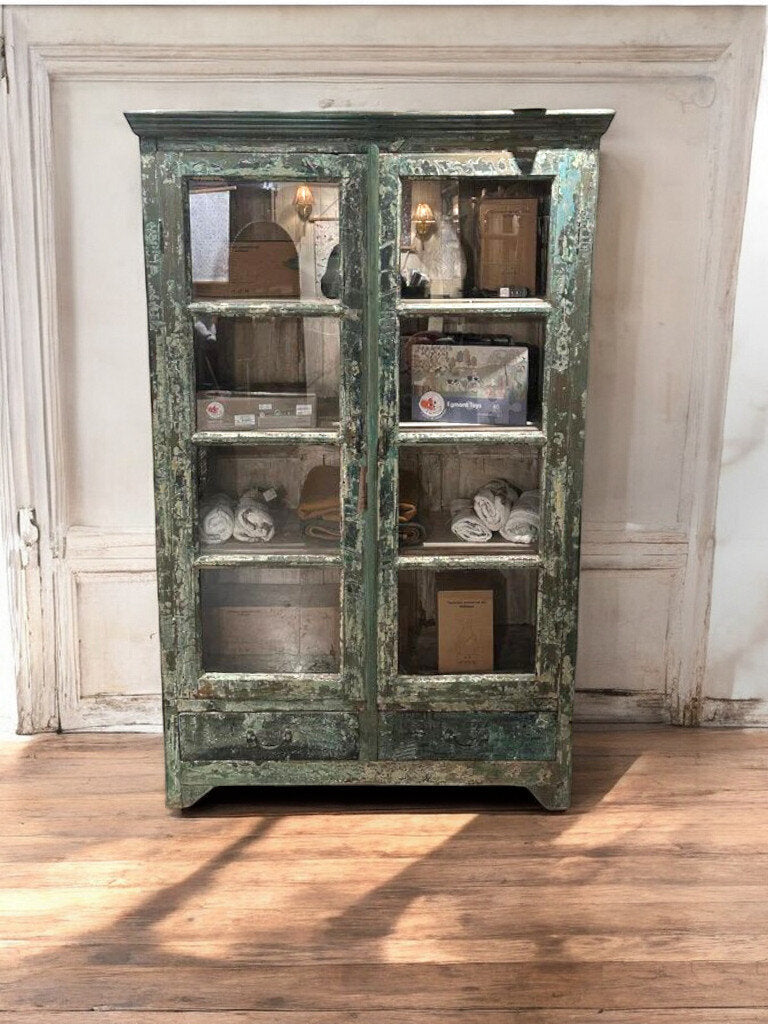 Perfect Patina Distressed Green Cabinet