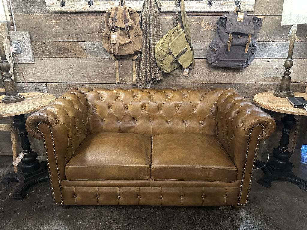 Buffalo Leather Chesterfield Loveseat