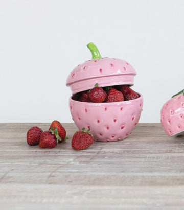 Hand-Painted Ceramic Strawberry Jar